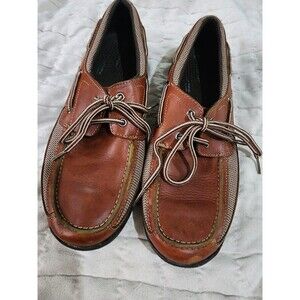 Rockport Men's Brown Leather Shoes Casual Loafer Preowned Size 8 -Read-